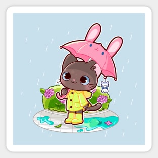 Raincoat Cat Sticker